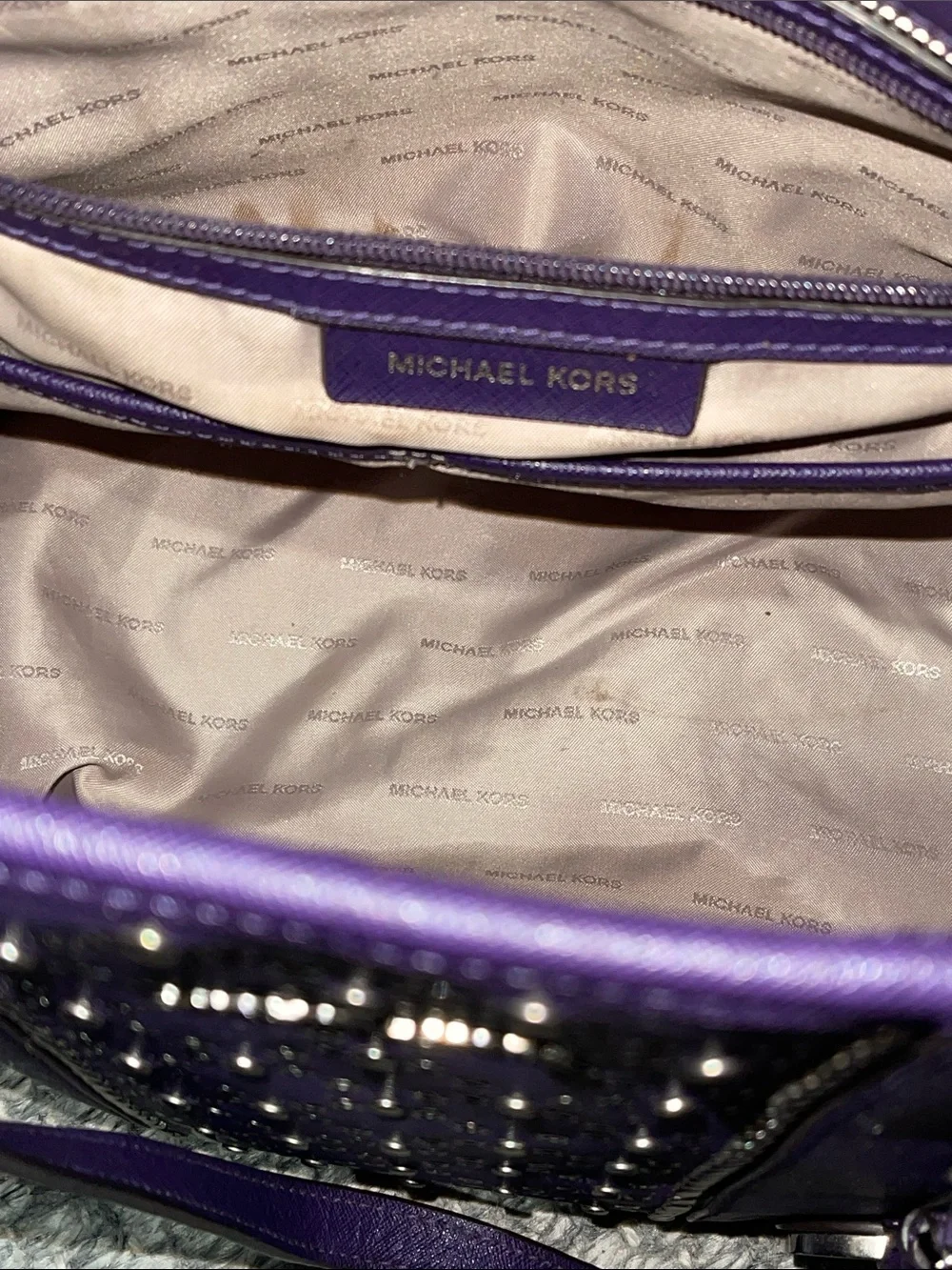 Michael Kors Purple Studded Tote - Picture 6 of 9